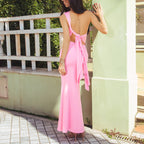 Summer Vacation Dignified Goddess Dress Sexy Backless Lace up Oblique One Shoulder Maxi Dress