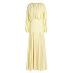 Gentle Dress Dress round Neck High Grade Pleated Patchwork Waist Slimming Maxi Dress