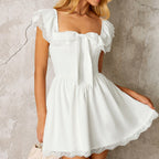 Summer Lace Splicing Sling Dress Sexy Sexy Backless off Shoulder A line Dress