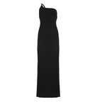 Sexy Lace up Big Back Exposure Dress Design Solid Color One Shoulder Slim Fit Maxi Dress
