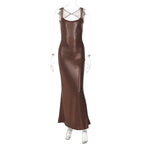 Summer Women Clothing Sexy Backless Mesh Stitching Socialite Slim Dress