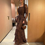 Autumn Women Clothing Elegant Lace Swing Evening Dress