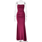 Cocktail Dress Summer Lace up Design High Grade Sexy Solid Color Tube Top Backless Dress