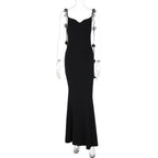Summer Women Sexy Backless Floral Decoration Formal Dress Sling Dress