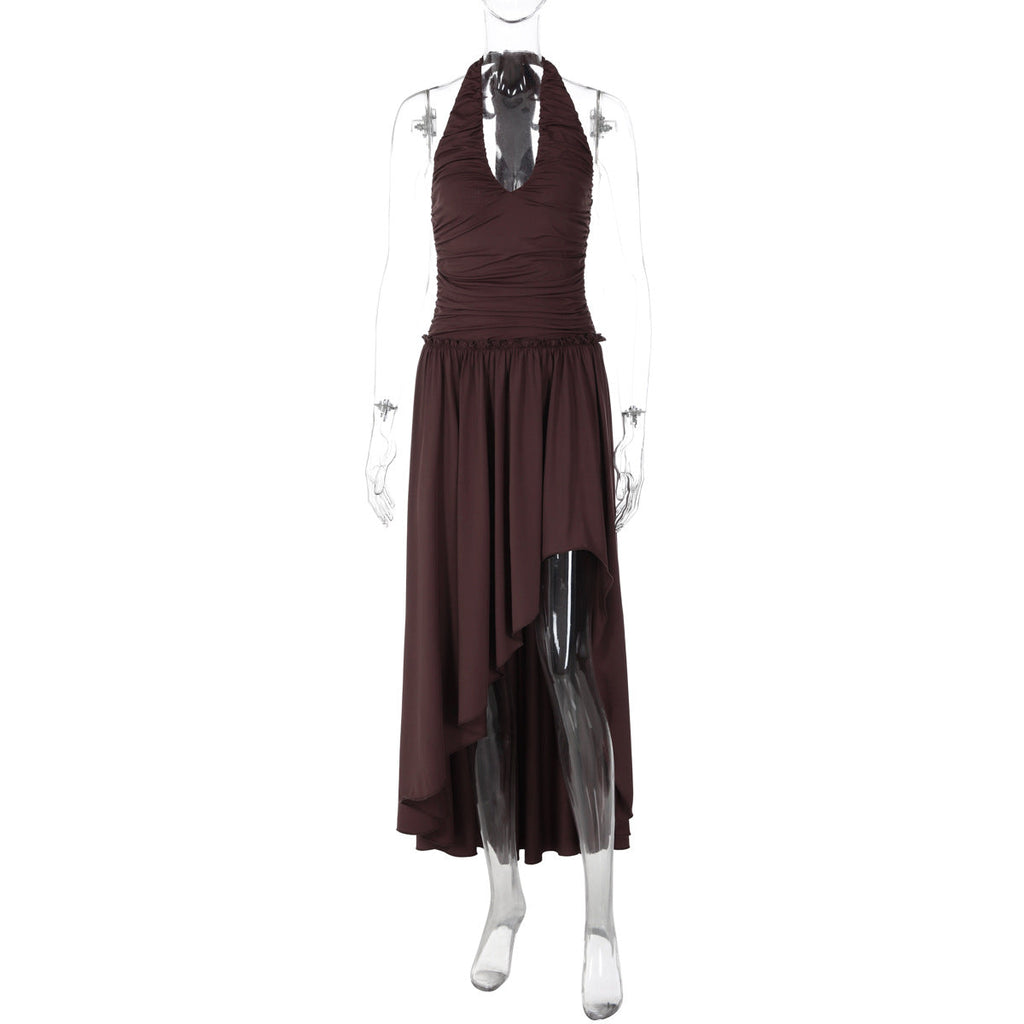 Women lothing Summer Sexy Backless Waist Trimming Lace up Elegance Sleeveless Dress