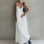 Cami Dress Spring Summer Women Loose Texture Sense A line Low Collar Long Vacation Dress