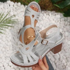 Wedge Open Toe Peep Toe Sandals Women Chunky Heel Buckle Hollow Out Cutout out Beach Slippers