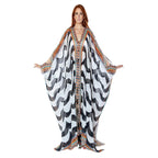 Popular Women Clothing Autumn V neck Casual Printed Jacket See through Chiffon Shirt