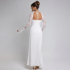 Autumn Women Wear Low Cut Self Tie Lace Slim Fit Slit Sexy Dress