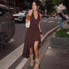 Women lothing Summer Sexy Backless Waist Trimming Lace up Elegance Sleeveless Dress