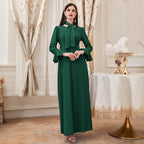 Women Clothing Autumn Elegant Solid Color High Waist Dress