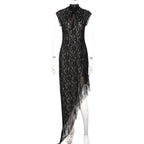 Women Wear Summer Sexy Mesh See through Lace Slim Sleeveless Dress
