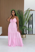 Solid Color Linen Sexy Backless Dress Strap Stitching Rope Dress