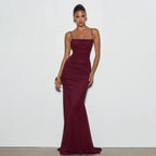 Cocktail Dress Summer Lace up Design High Grade Sexy Solid Color Tube Top Backless Dress