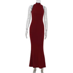 Arrival Sexy Party Red Carpet Dress Elegant Halter Sheath Fishtail Dress