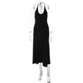 Women Clothing Summer Sexy Low Cut U Collar Halter Lace up Backless Dress