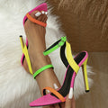 Super High Heel Color Block Pointed Peep Toe Sandals