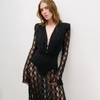 Autumn Winter French Lace Long Sleeve Lining Dress Women Clothing Dress Sexy Evening Dress Christmas
