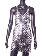 Metal Sequ Stitching Hip Love Shape Print Dress Women Stage Costume
