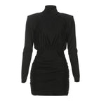 7Fall Sexy Slim Fit Turtleneck Long Sleeve Narrow Short Solid Color Dress