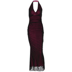 Women Clothing Summer Sexy Halter Mesh Sexy Sleeveless Dress