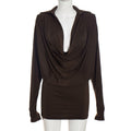 Women Clothing Autumn Winter Solid Color Casual Swing Collar Long Sleeve Slim Mini Pleated Short Dress
