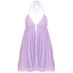 V neck Sexy Strap a Swing Tulle Tutu Dress Women Vacation Sexy Backless Sling