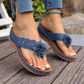 Wedge Floral Flip Flops Women Summer Casual Lightweight Platform Beach Sandals