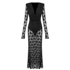 Autumn Winter French Lace Long Sleeve Lining Dress Women Clothing Dress Sexy Evening Dress Christmas