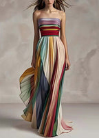 Sexy Tube Top Printed Color Dress