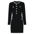 Spring Autumn Classic Knitted Net Red Popular Slim Fit Slimming Rhinestone Dress