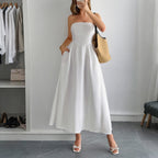 Women Clothing Summer Elegant Tube Top A line Dress
