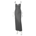 Sexy Suspenders Hollow Out Cutout Polka Dot Printed Dress Women Summer Sexy Dress
