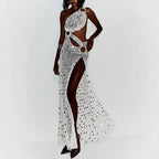 Spring Summer Sequined Sloping Shoulder Dress Holiday Sexy Loose Women Dress