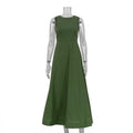 Commuting Simple Elegant A line Dress Women Summer round Neck Sleeveless Long Jumper Dress