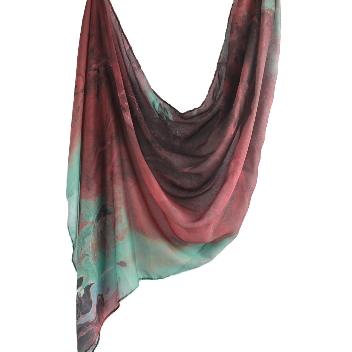 Red Peacock Breathable Print Hijab
