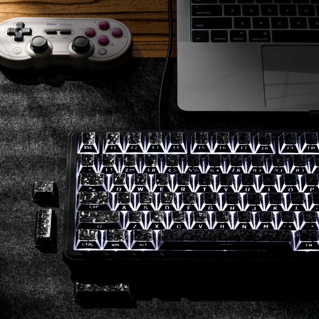 XVX PRISM Forged Carbon Shine-Through Cherry Profile 136-Key PBT Keycap Set