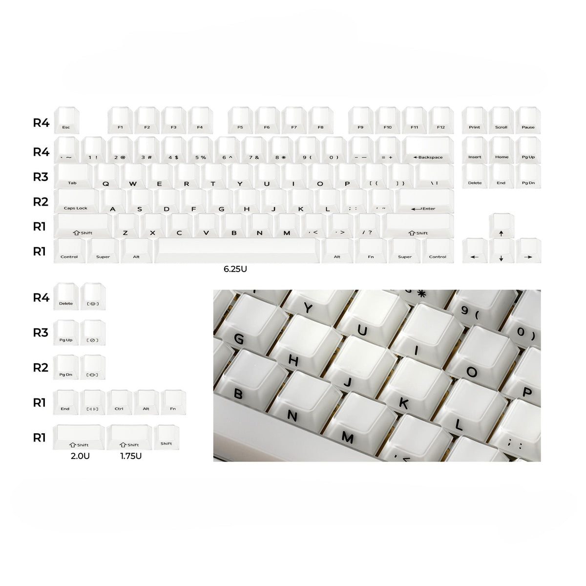 XVX Velvet Jelly Side-Printed Translucent Cherry Profile Double-Shot Keycap Set