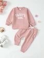 Children's Letter Graphic Sweatshirt and Pants Set