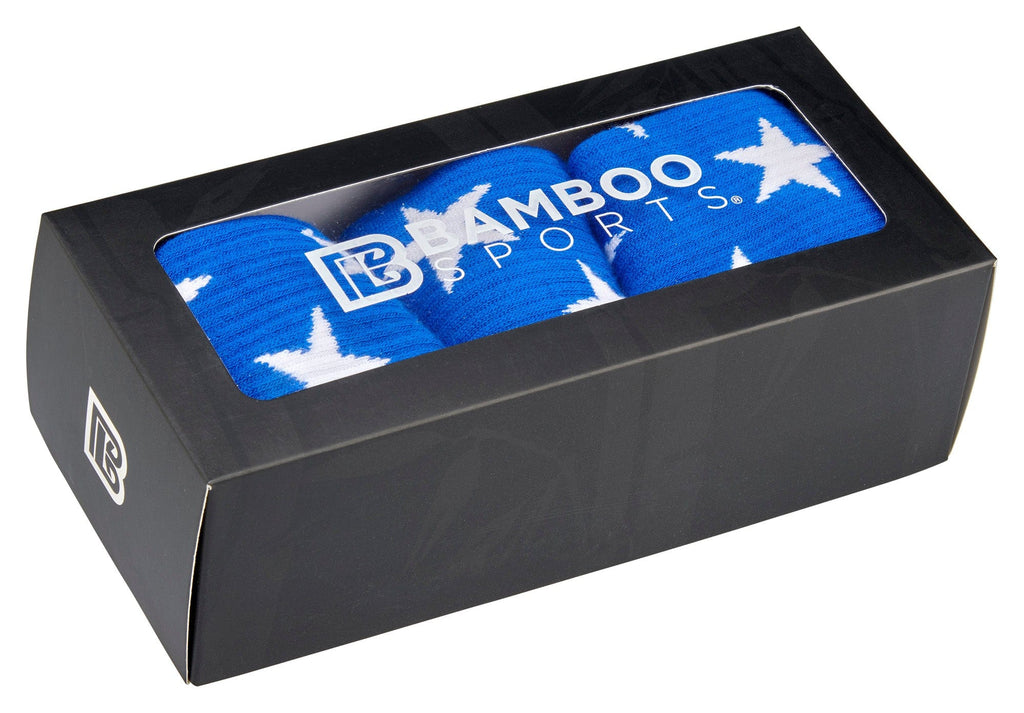Premium Bamboo Rayon Crew Red White and Blue Flag Socks - Gift Box - 3 Pair