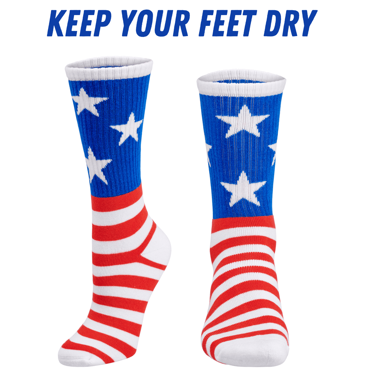 Premium Bamboo Rayon Crew Red White and Blue Flag Socks - Gift Box - 3 Pair