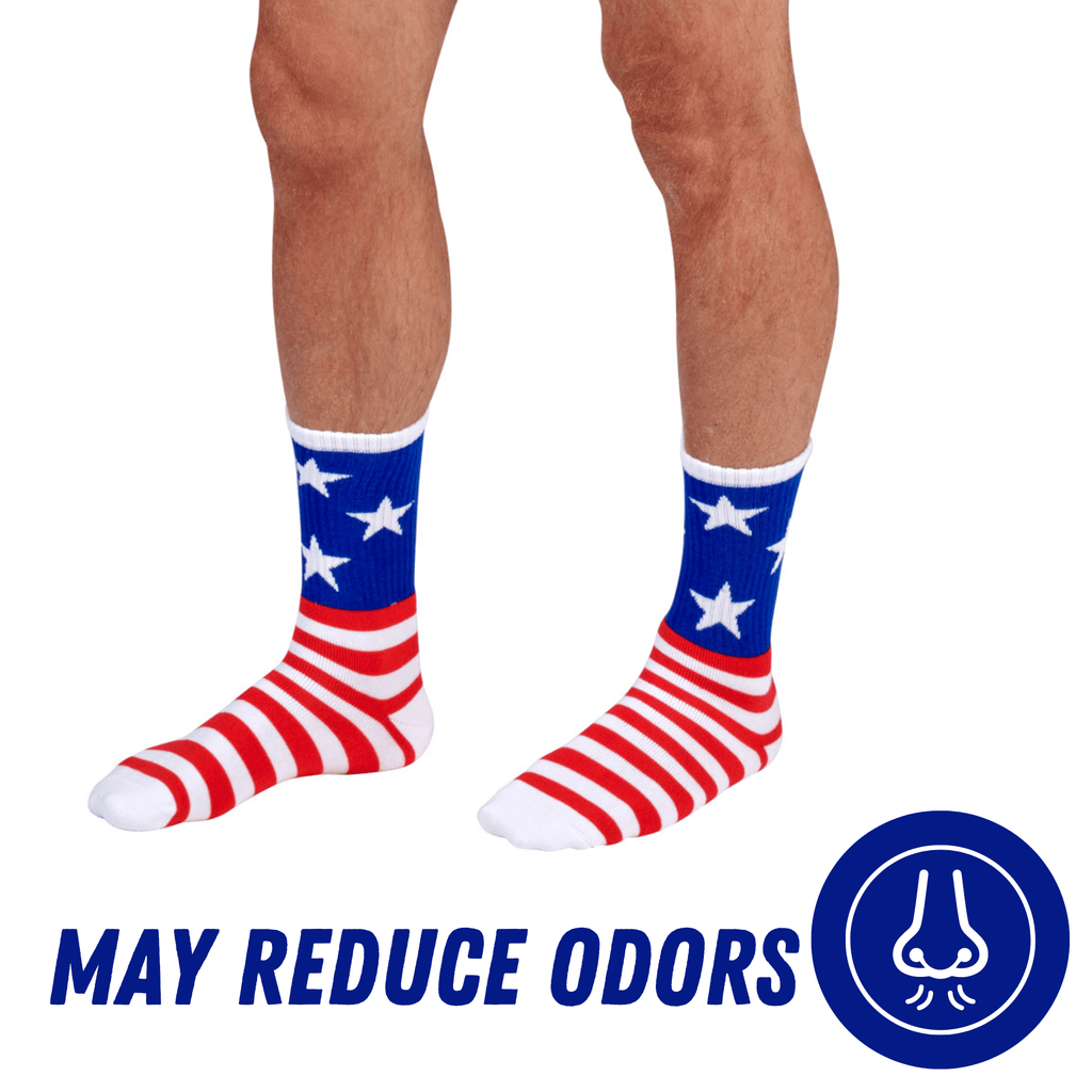 Premium Bamboo Rayon Crew Red White and Blue Flag Socks - Gift Box - 3 Pair