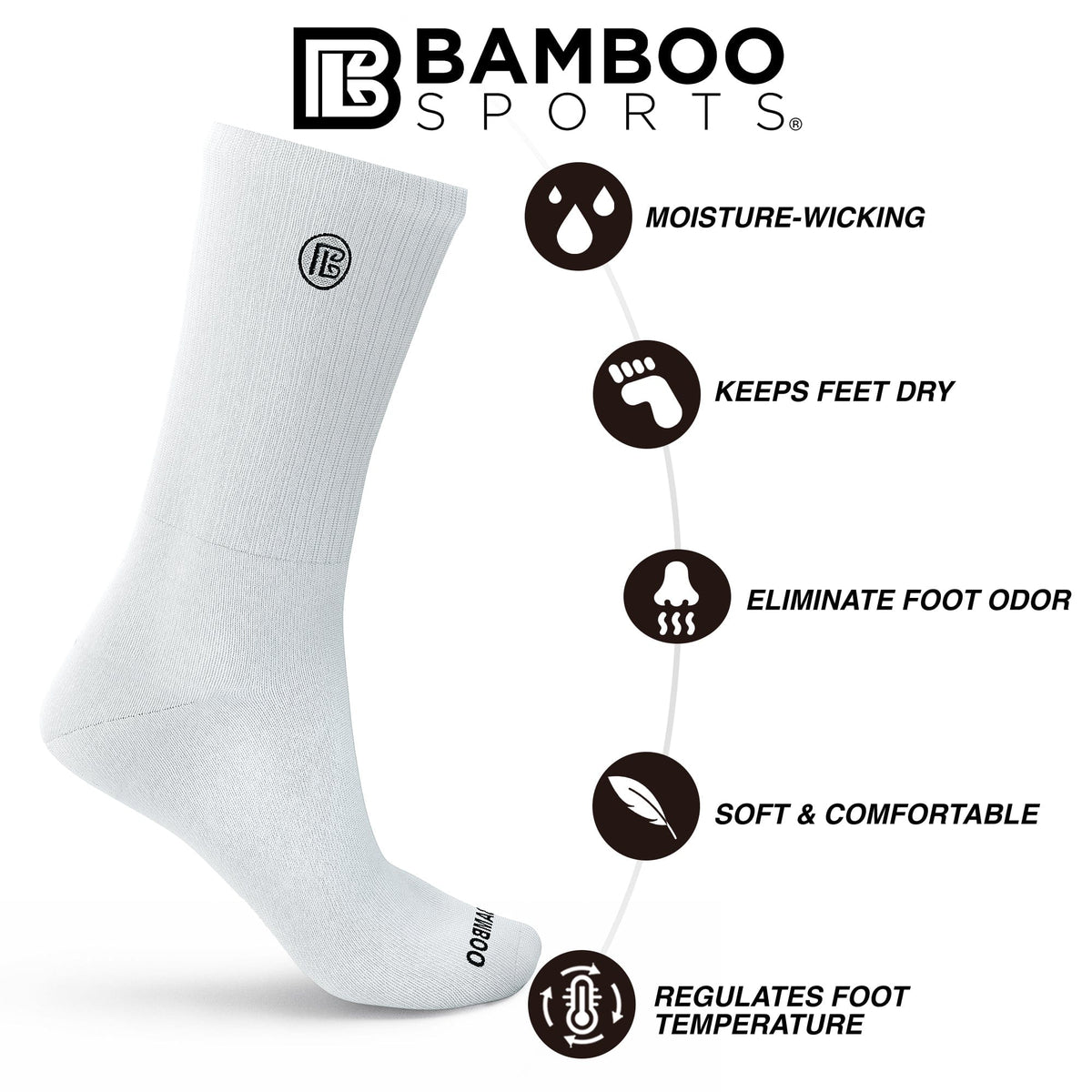 Premium Bamboo Rayon Crew Socks - 3 Pair and 6 Pair Packs Available
