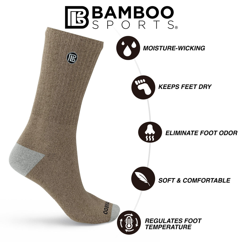 Premium Bamboo Rayon Crew Socks - 3 Pair and 6 Pair Packs Available
