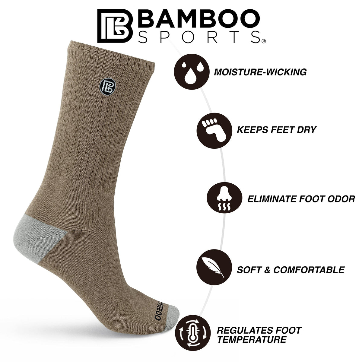 Premium Bamboo Rayon Crew Socks - 3 Pair and 6 Pair Packs Available