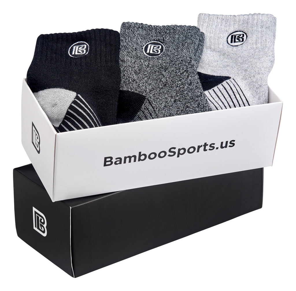 Premium Bamboo Rayon Quarter High Crew Socks - 3 Pair and 6 Pair Packs Available