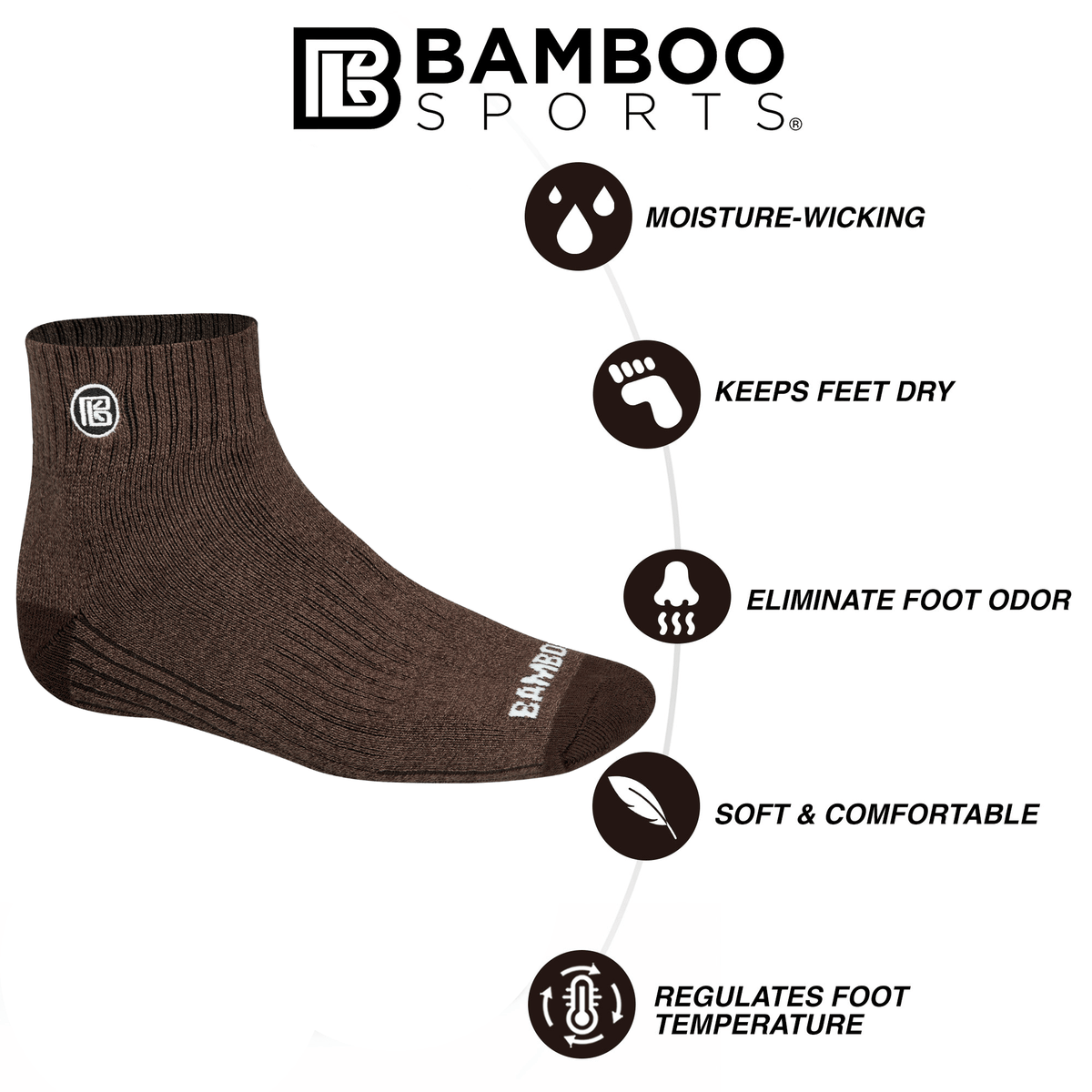 Premium Bamboo Rayon Quarter High Crew Socks - 3 Pair and 6 Pair Packs Available