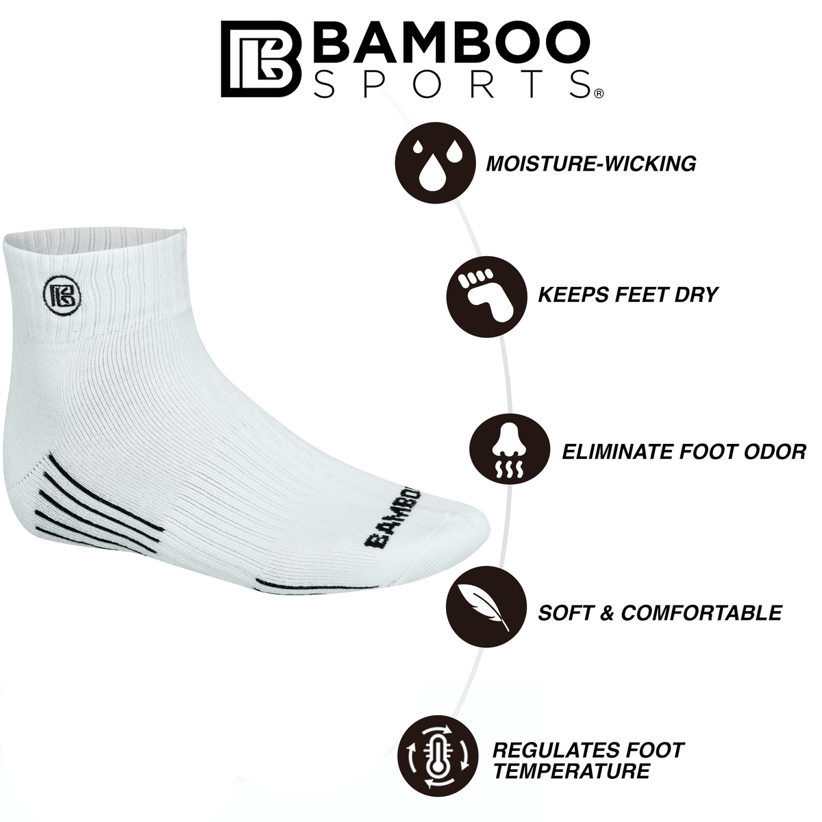 Premium Bamboo Rayon Quarter High Crew Socks - 3 Pair and 6 Pair Packs Available