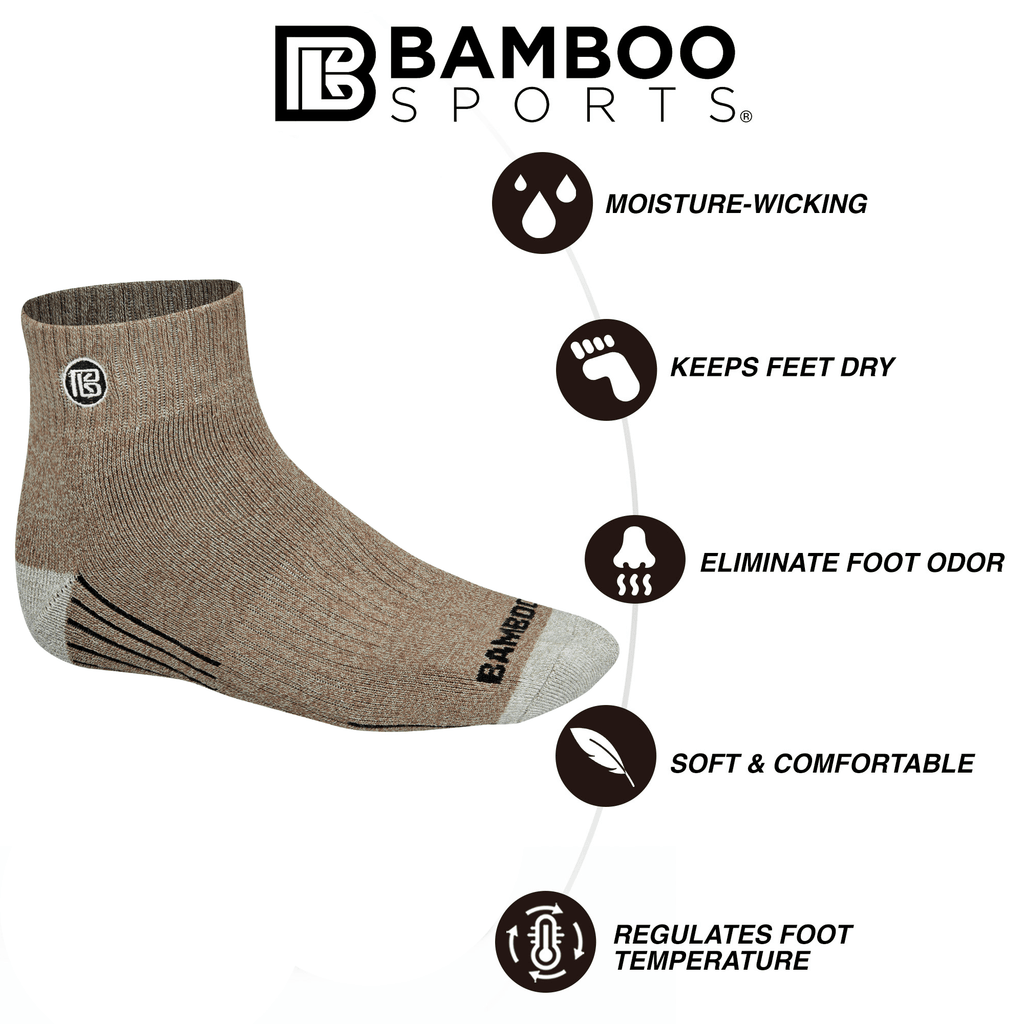 Premium Bamboo Rayon Quarter High Crew Socks - 3 Pair and 6 Pair Packs Available