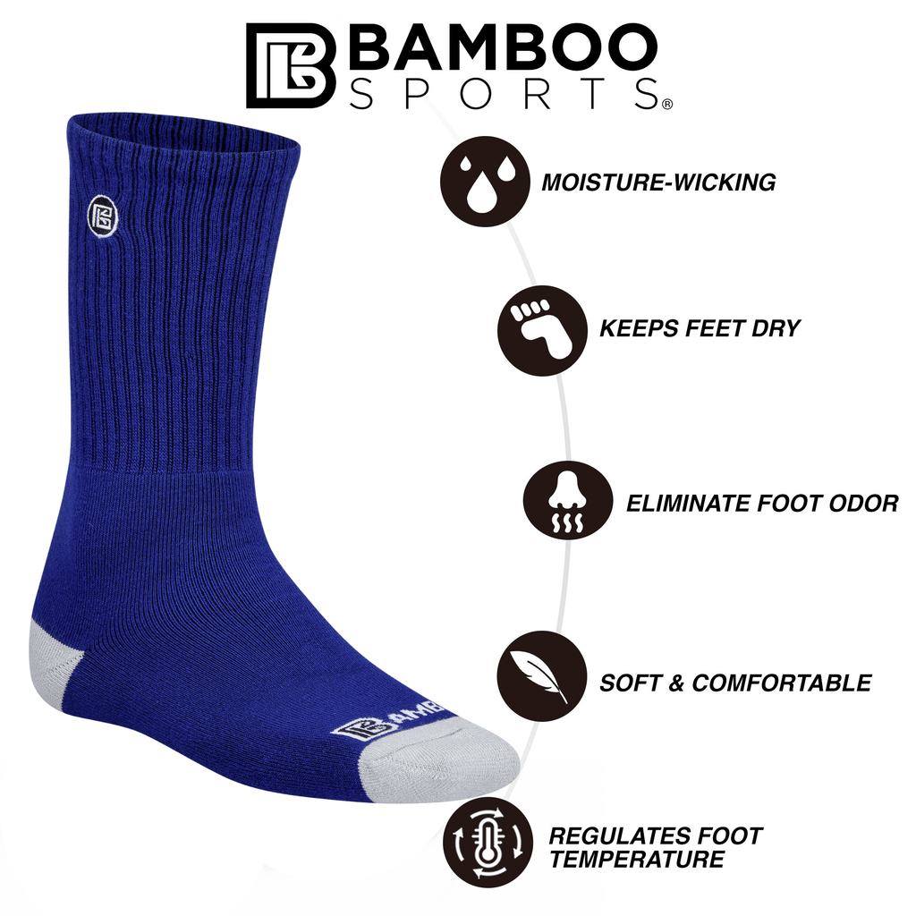Premium Bamboo Rayon Crew Socks - 3 Pair and 6 Pair Packs Available